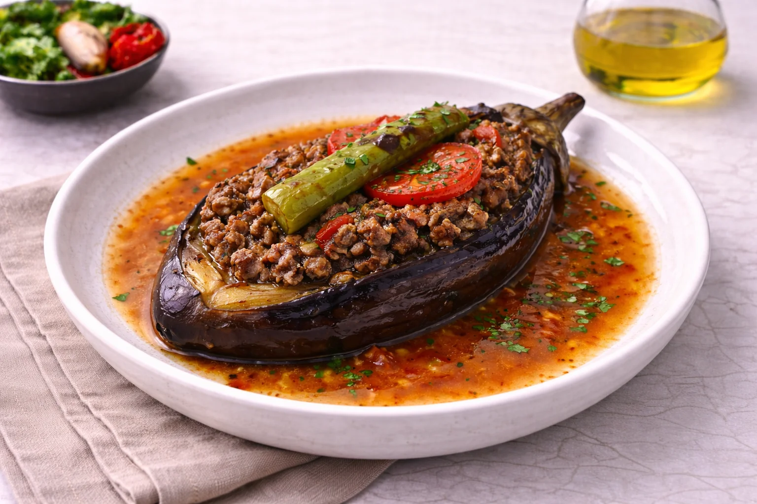 Gefüllte Aubergine (Karnıyarık)